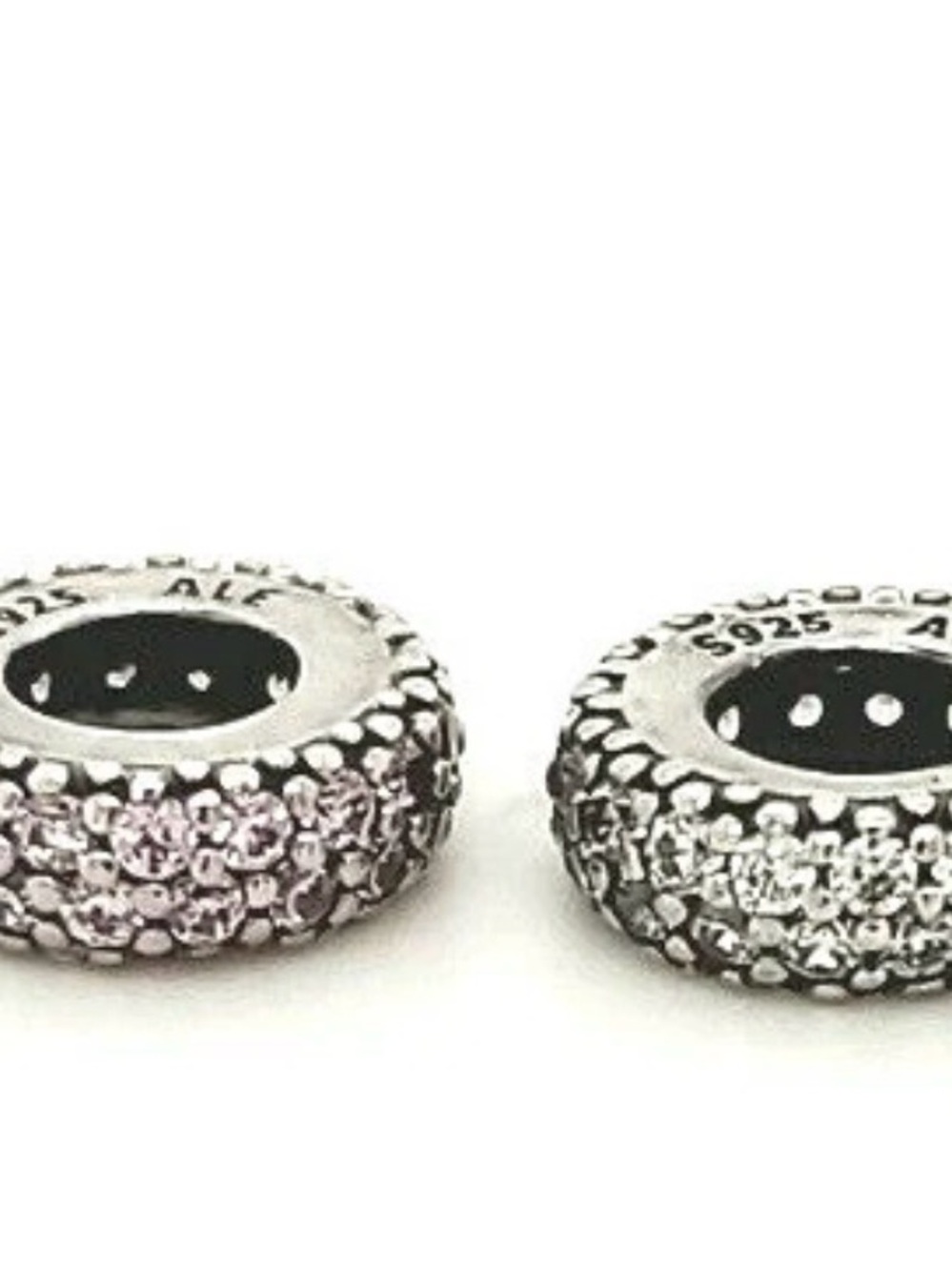 Pandora Sterling Silver Pave Spacer Beads-set of 2-EUC